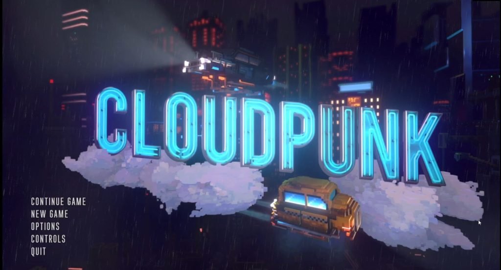 cloudpunk voxel sky city taxi cyberpunk indie game