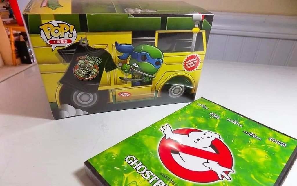Ninja Turtles Funko T-Shirt and Ghostbusters DVD